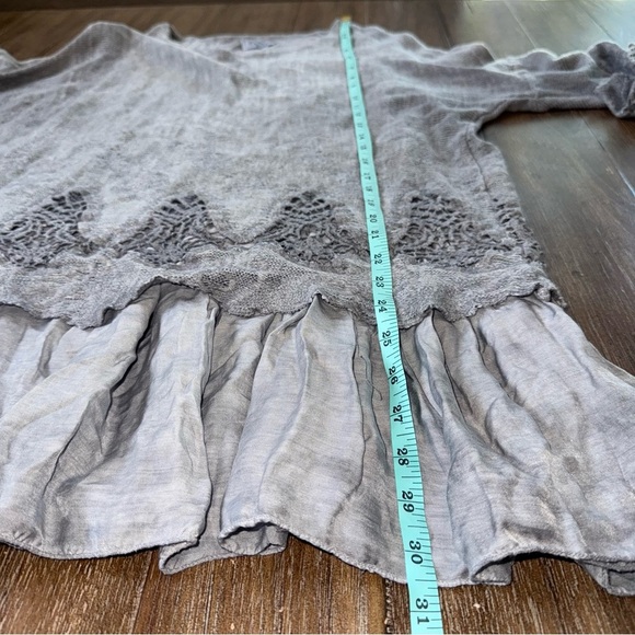 Eternelle Lagenlook Layering Sweater Shirt Mohair Crochet Distressed Grey S/M - Picture 4 of 7